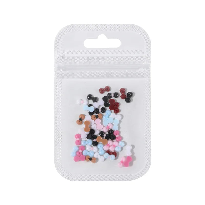 50PCS 3D Nail Art Bow Charms Supplies Kawaii Accessories Resin Parts For Manicure Decor Nails Decoration Design Material Tool