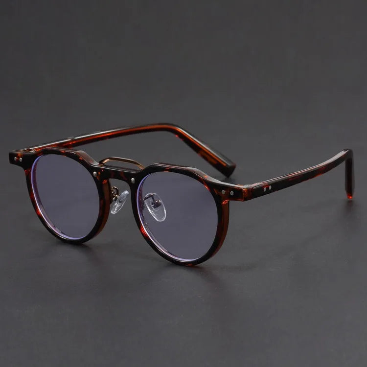 Imitation Acetate Round Glasses Frame Retro Japanese Myopia Optical Eyeglasses frame for Men Women Sturdy Metal inset Eyewear