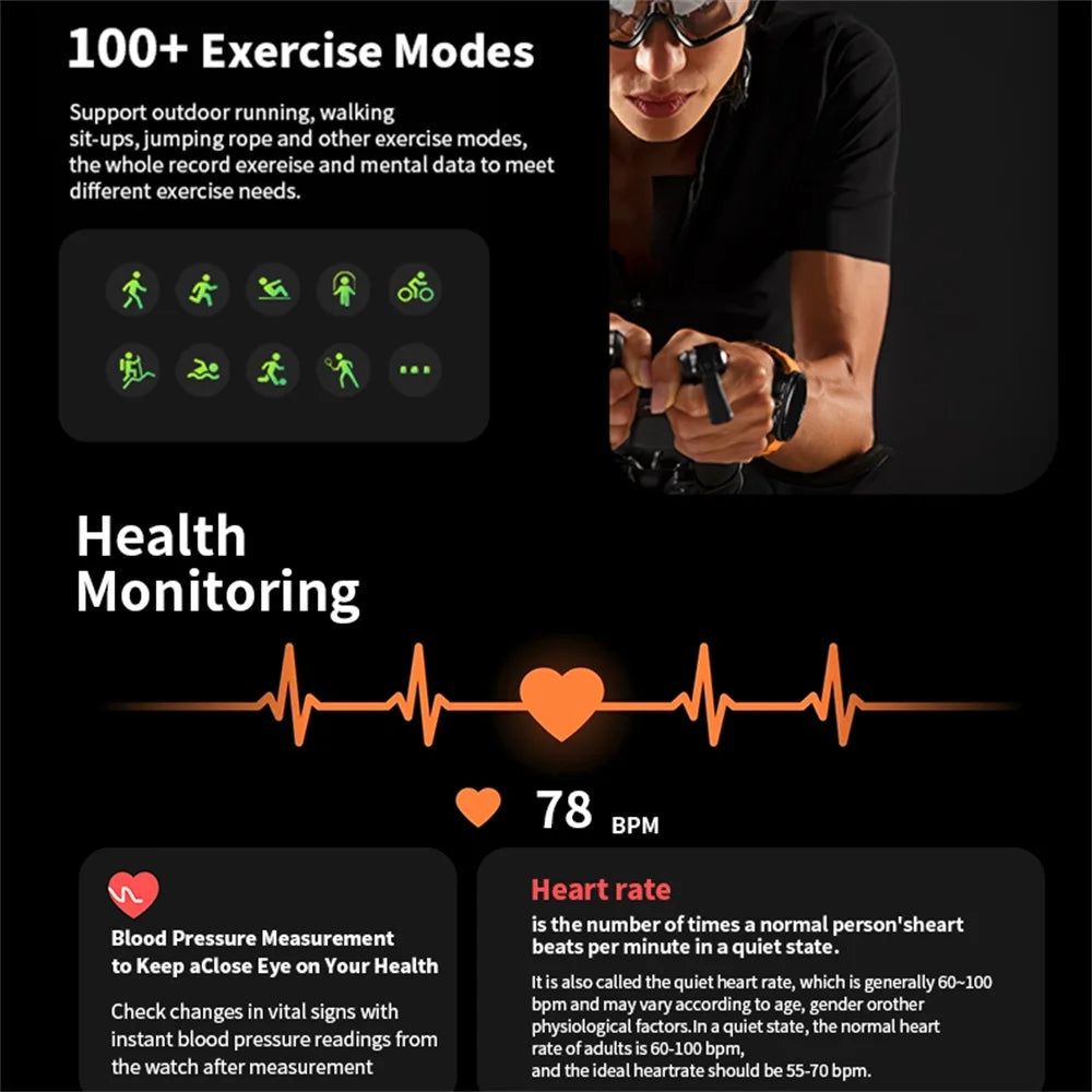 SOS Watch 7 Ultra GPS Compass Smart Watches Outdoor Sports BT Call Smartwatch Men Women IP68 Waterproof 3D Menu Health Monitor