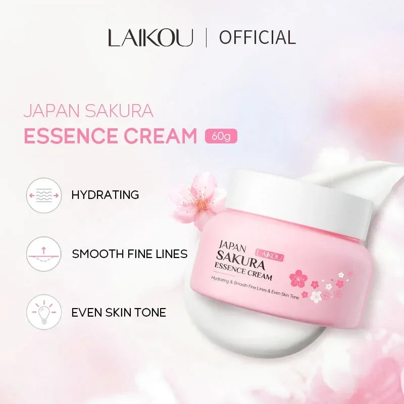 LAIKOU Japan Sakura Essence Cream Cherry Blossom Facial Cream Moisturizing Improving Dryness & Roughness Face Skin Care 60g