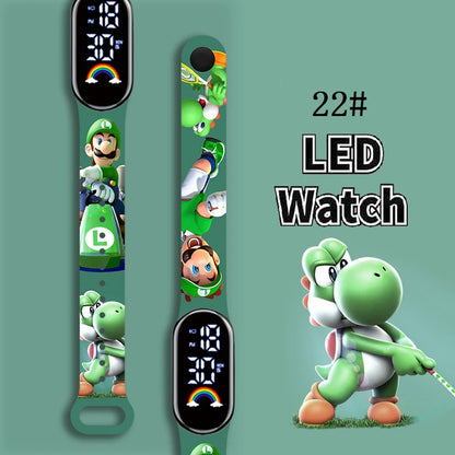 Mario Bros Children's Watches Action Figures Luigi Princess Peach Yoshi Bowser kids Sport Wristband Waterproof Digital Watch