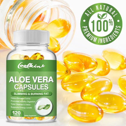 Natural Aloe Vera Extract Capsules, Non-GMO, Dietary Supplement