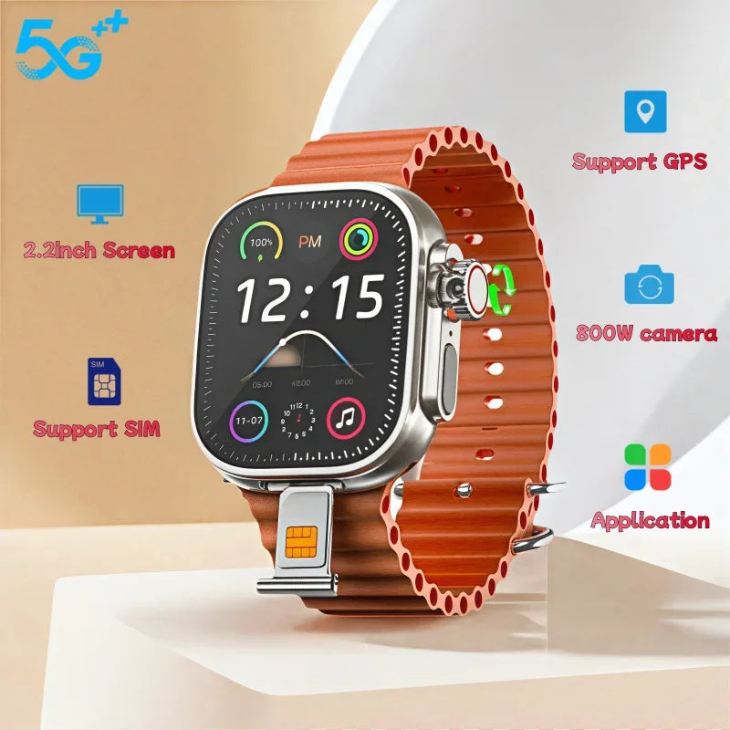 4G Android smartwatch DW99 with 2.2-inch Amoled rotating camera, supports video call, GPS and WIFI app downloads Smart watch Men