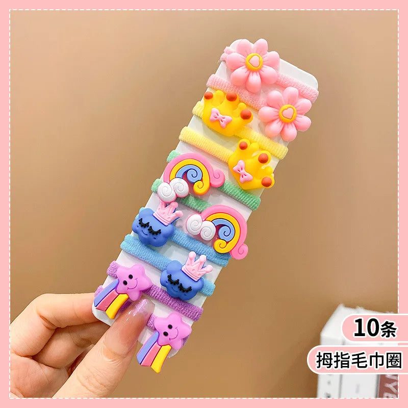 10Pcs/Set Fashion Cute Children's Rubber Band Girl's Hair Ties High Elastic Durable Hair Accessories Do Not Hurt Hair Scrunchie