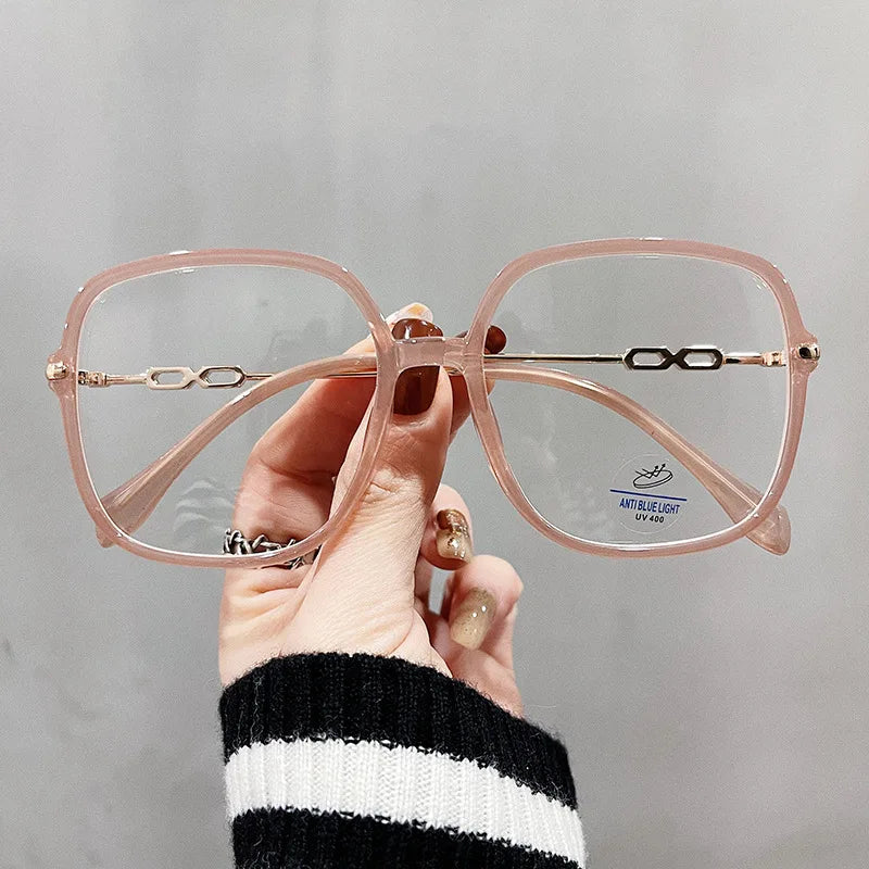 Big Square Shape Women's Glasses frame Korean Stylish Blue Light Blocking Eyeglass Frames TR90 Material Decorative Glasses