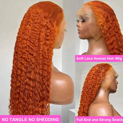 Orange Ginger Lace Front Wig Human Hair 30 40 44 Inch Deep Wave Pre Plucked Curly Wigs 13x4 13x6 Hd Lace Frontal Wig For Women