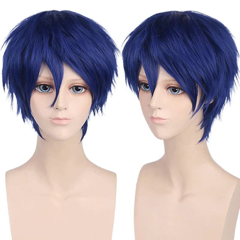 New Concubine Synthetic Bob Men's Short Straight Hair Cover Fake Cosplay Wig Ombre Green Black Blue Blonde Hairpiece