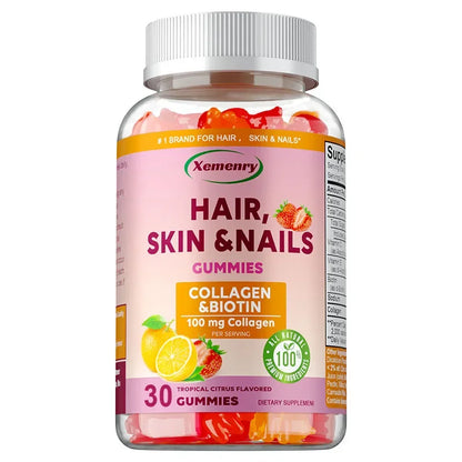 Hair, Skin & Nails Gummies - Supports Hair Growth, Strengthens Nails, Promotes Radiant Skin, Powerful Antioxidant