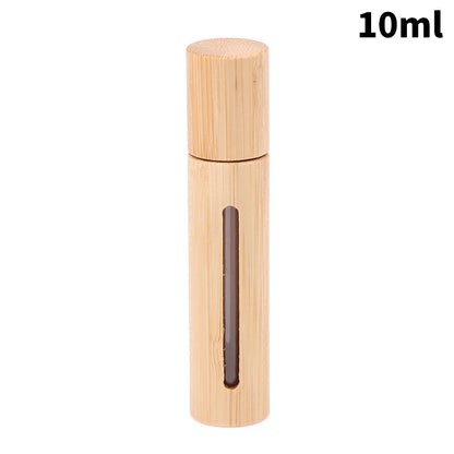 Bamboo Roll On Bottle 3/5/10ml Wood Roller Bottle Essential Oil Lip Gloss Refillable Tube Empty Jar Glass Bottle Perfume 1PC