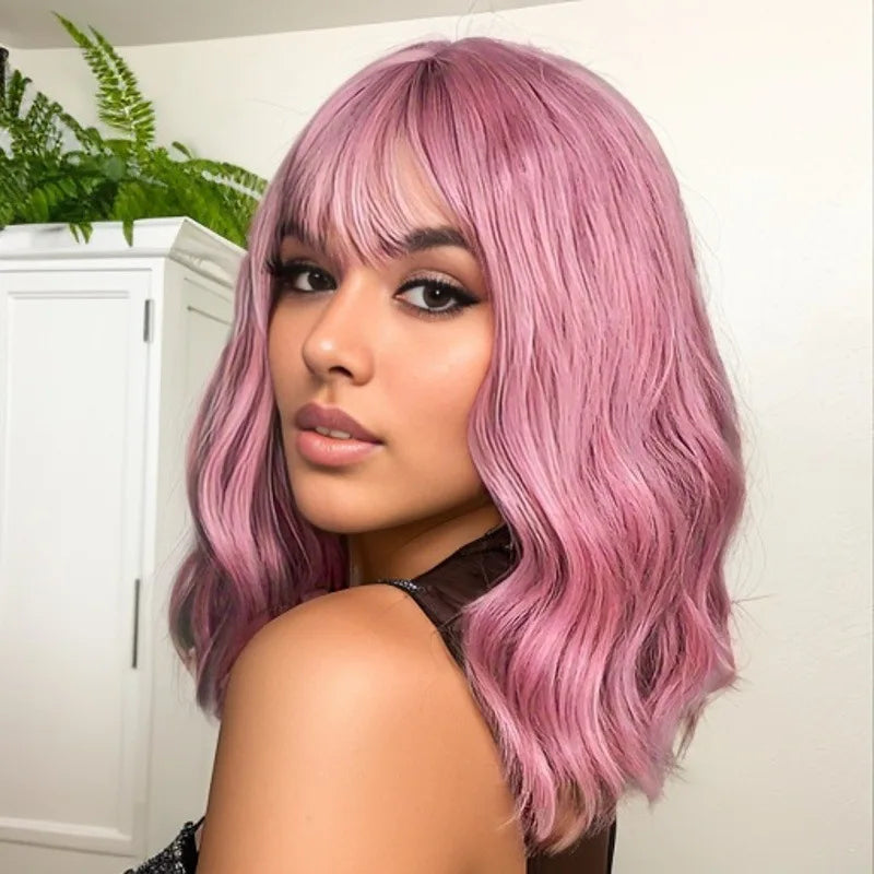 Hair Extensions Synthetic Fiber African Wigs for Women Natural Breathable Head Cover Hat Black Medium Long Straight Ladies Wig