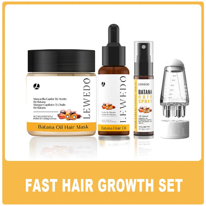 Batana Oil Hair Growth Kit Traction Alopecia Hair Repair Spray Repairs Damage Hair Keratin Hair Scalp Regrowth Treatment Mask