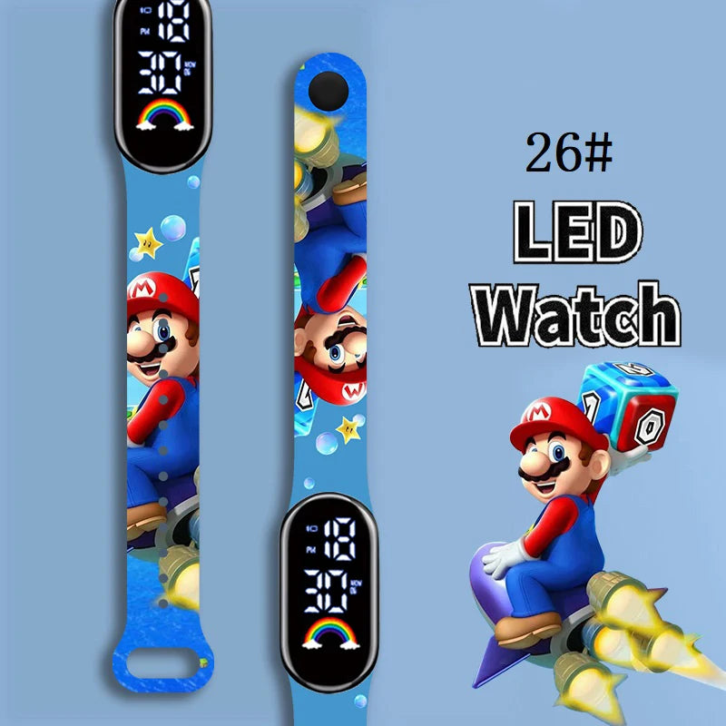Mario Bros Children's Watches Action Figures Luigi Princess Peach Yoshi Bowser kids Sport Wristband Waterproof Digital Watch
