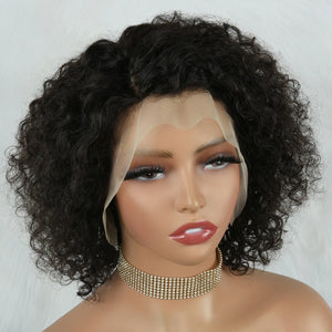 Water Wave Lace Frontal Wigs For Women 13x4 Glueless Short Curly Wig Pixie Cut Human Hair Wigs 250 Density Ready to Wear