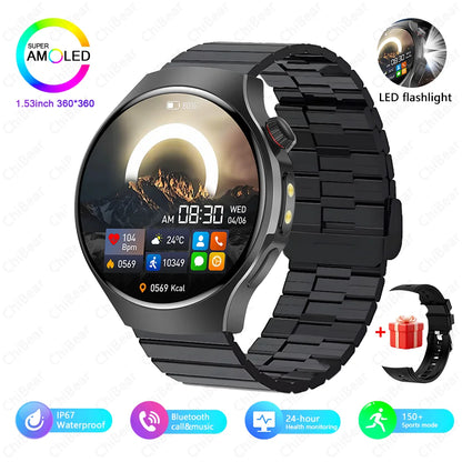 2025 New Outdoor GPS Sports Smart Watch Men AMOLED HD Screen Heart Rate Monitor For HUAWEI Bluetooth Call Waterproof Smartwatch
