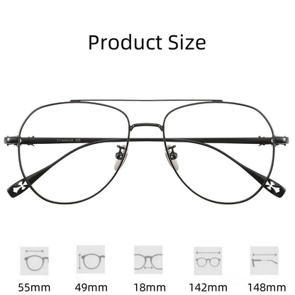 FIRADA Fashion Glasses Retro Pure Titanium Aviator Eyewear Comfortable Double Beam Prescription Eyeglasses Frame For Men 5125-C
