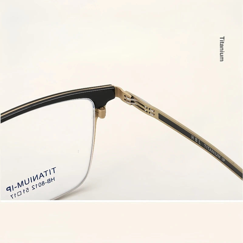 TFTB Luxury Pure Titanium Men's Glasses Square Screwless Design Stylish Ultra-light Optical Prescription Eyeglasses Frame 8012