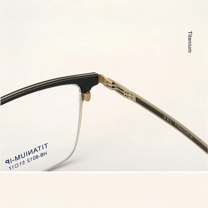 TFTB Luxury Pure Titanium Men's Glasses Square Screwless Design Stylish Ultra-light Optical Prescription Eyeglasses Frame 8012