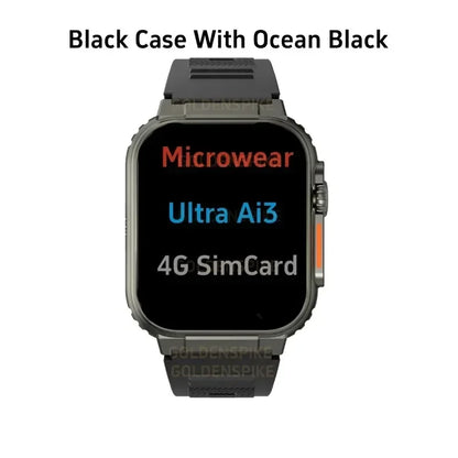 Original Ultra Ai3 Smartwatch with 4G Android Amoled HD Camera GPS WIFI Google Play Store Apps Games Bluetooth Smart Watch