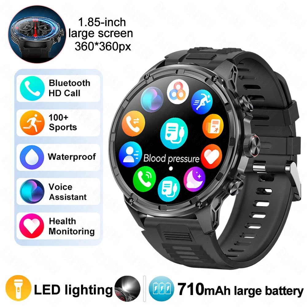 For Huawei Xiaomi GPS Track Smart Watch Men 1.85-Inch Ultra HD AMOLED Screen 710 Mah Battery Bluetooth Call SmartWatch 2025 New