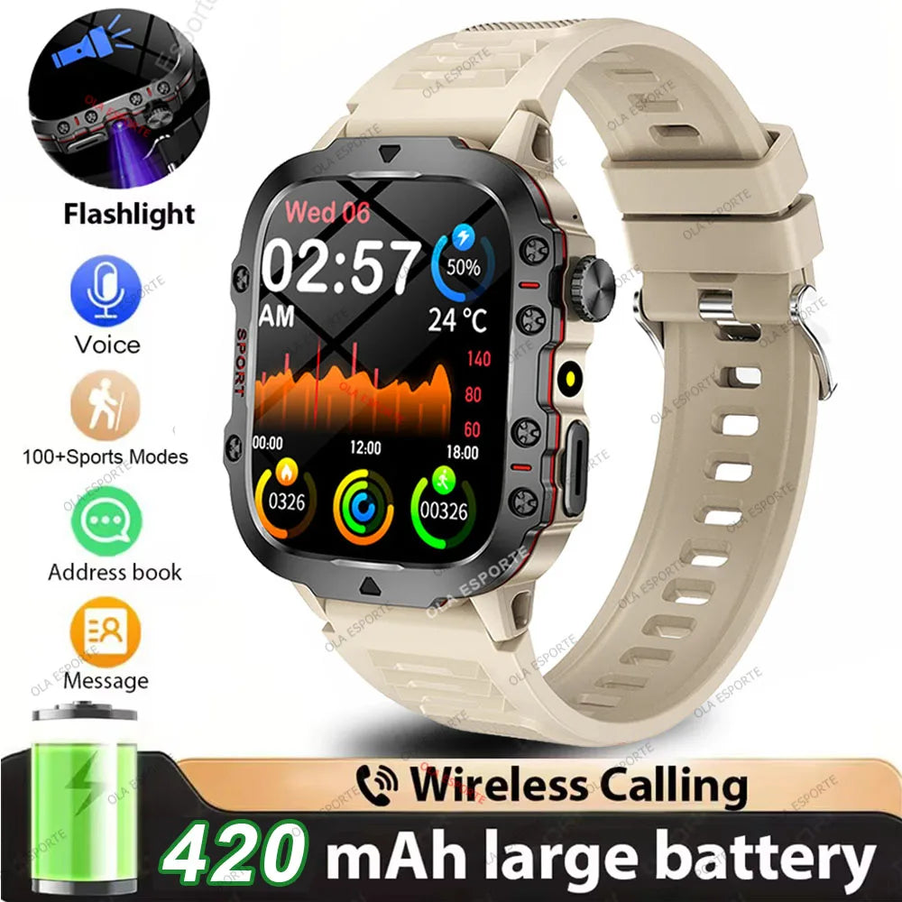 2025 New Rugged Military GPS Smart Watch Men Bluetooth Call Health Monitoring AI Voice Sport Waterproof Smartwatches For Android
