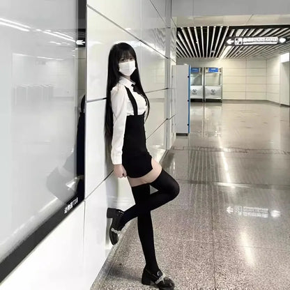 American Style Women's Spring Summer New 2023 Pleated Shirt Collar Tie Backless Hip Package Dress 2-piece Set China Origin