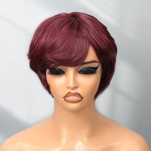 Short Bob Wig Human Hair for Black Women Pixie Cut wigs Human Hair Wig Glueless Wig None Lace Front Wig with Bangs