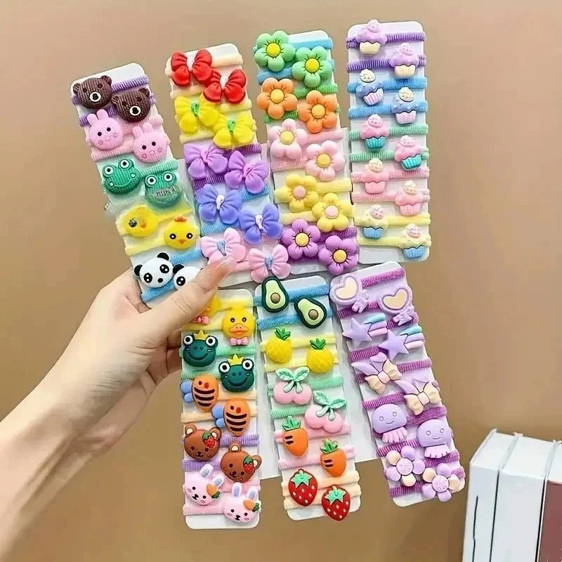 10Pcs/Set Fashion Cute Children's Rubber Band Girl's Hair Ties High Elastic Durable Hair Accessories Do Not Hurt Hair Scrunchie