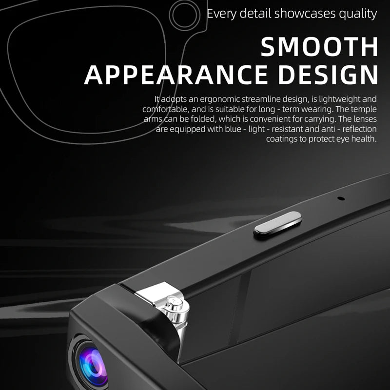 Smart AI Glasses 800W pixel AI Shooting Camera HD Photo Video Voice Call Translation Waterproof Bluetooth Glasses