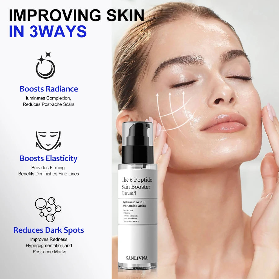 Sanlivna Korean Skincare 6 Peptide + 1% Retinol Duo - Plant Squalene Set for Wrinkles & Hydration