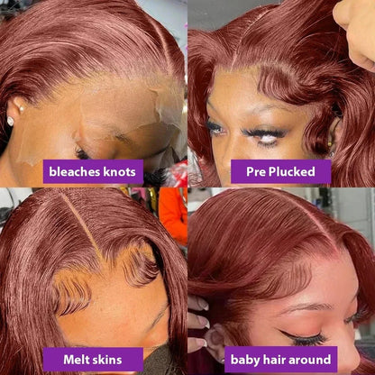 30 32 Inch Reddish Brown Hd Lace Front Human Hair Wigs Preplucked 13x4 Colored Human Hair 13x6 Lace Front Wigs Body Wave Wig