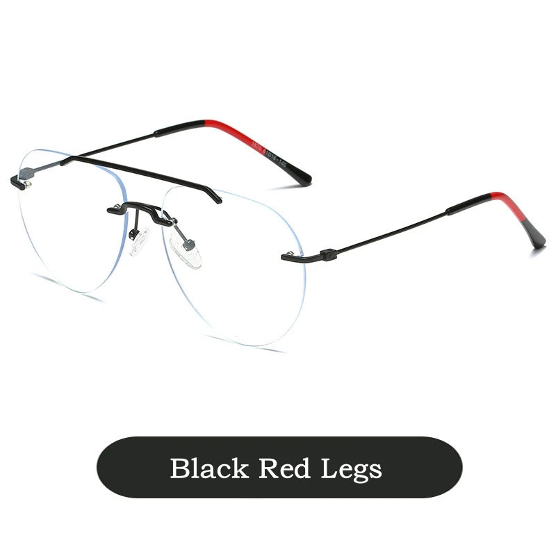 YIMARUILI Fashion Ultralight Pilot Men's Rimless Glasses Retro Trend Big Size Optical Prescription Eyeglasses Frame Women 1870