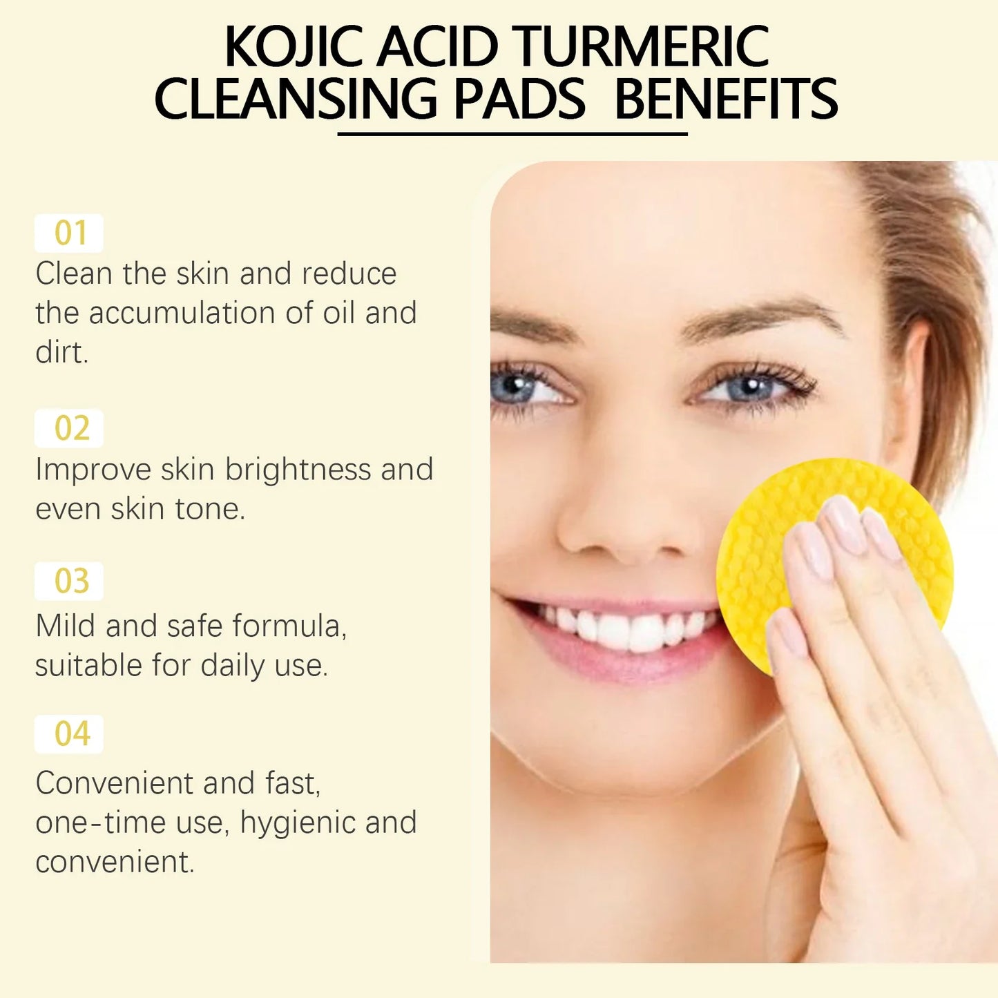 Turmeric Kojic Acid Cleansing Pads Exfoliating Pads Facial Sponges For Cleansing Exfoliating Daily Cleansing Skin Care Tools