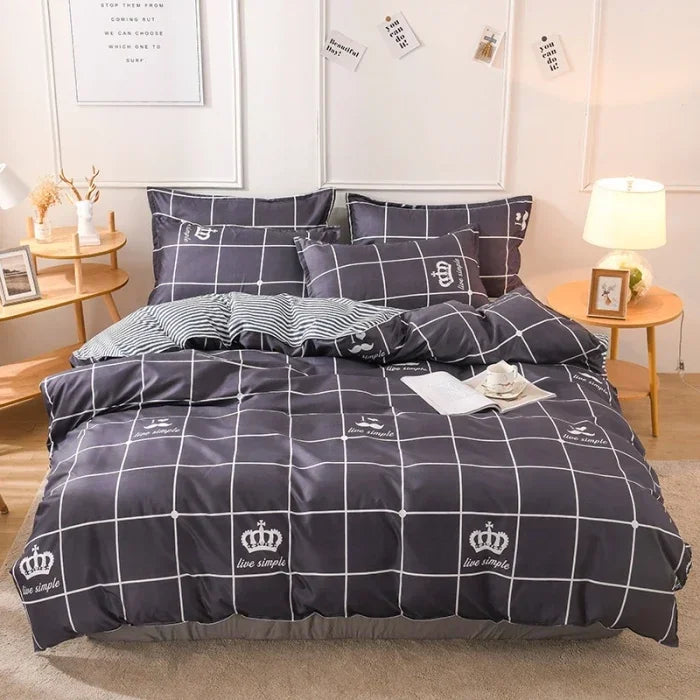 New Comfortable Soft Skin-friendly Cotton Aloe Vera Cotton Four-piece Set Active Cotton Bedding Sheet Quilt Cover