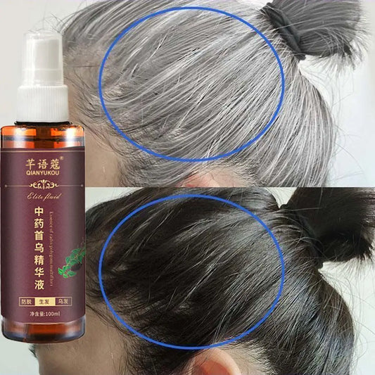 100ml Liquid Herbal Cure White Hair Treatment Spray Moisturizing Essence Shampoo Hair Oils Oil Control Hair Black Y1I8