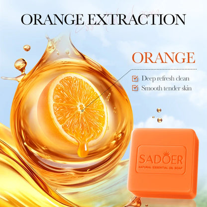 SADOER Orange Vitamin C Essential Oil Soap Whitening Face Wash Foam Facial Cleanser Moisturizing Body Bathing Facial Soap