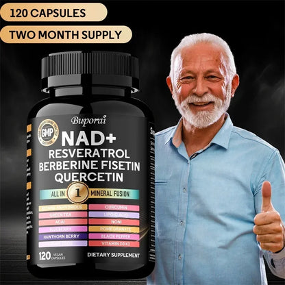 NAD Resveratrol Berberine - Supports Healthy Aging, Promotes Cardiovascular Health & Cell Health, Improve Endurance