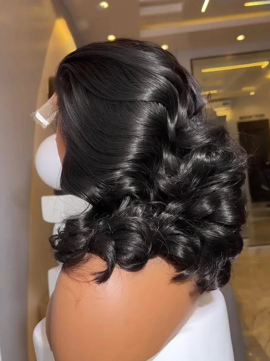 Brazilian Short Bob 13x4 HD Transparent Lace Front Wigs Body Wave Lace Frontal Human Hair 4x4 Lace Closure Wig 250% For Women