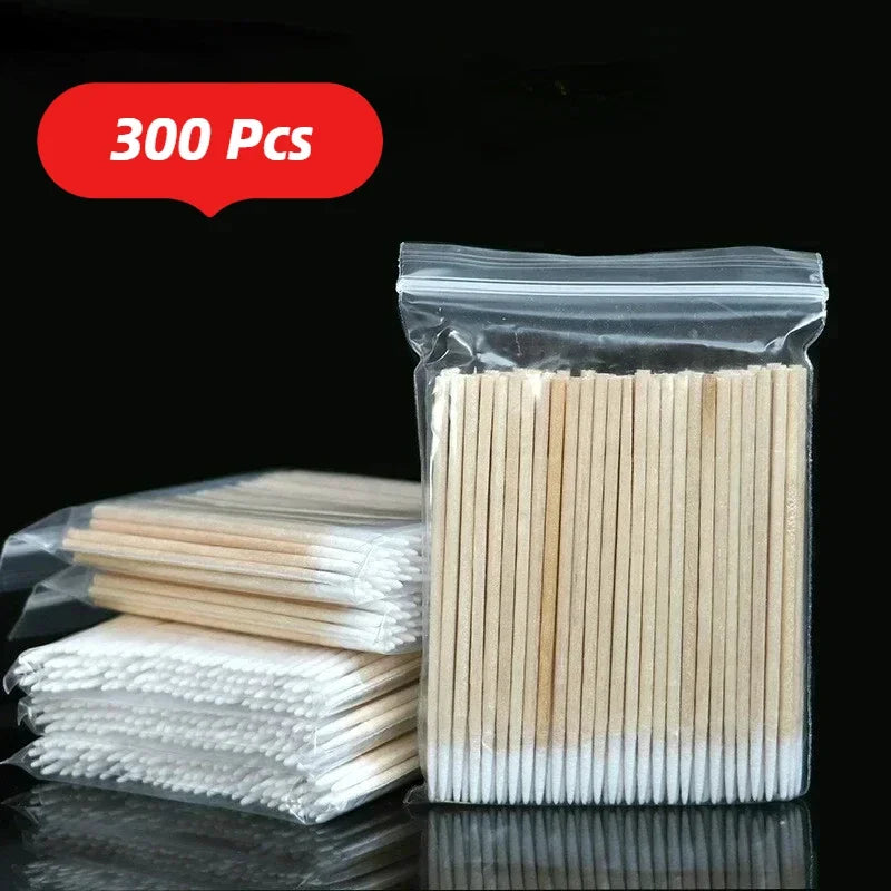 100-500Pcs Nails Wood Cotton Swab Clean Sticks Bud Tip Wooden Cotton Head Manicure Detail Corrector Nail Polish Remover Art Tool