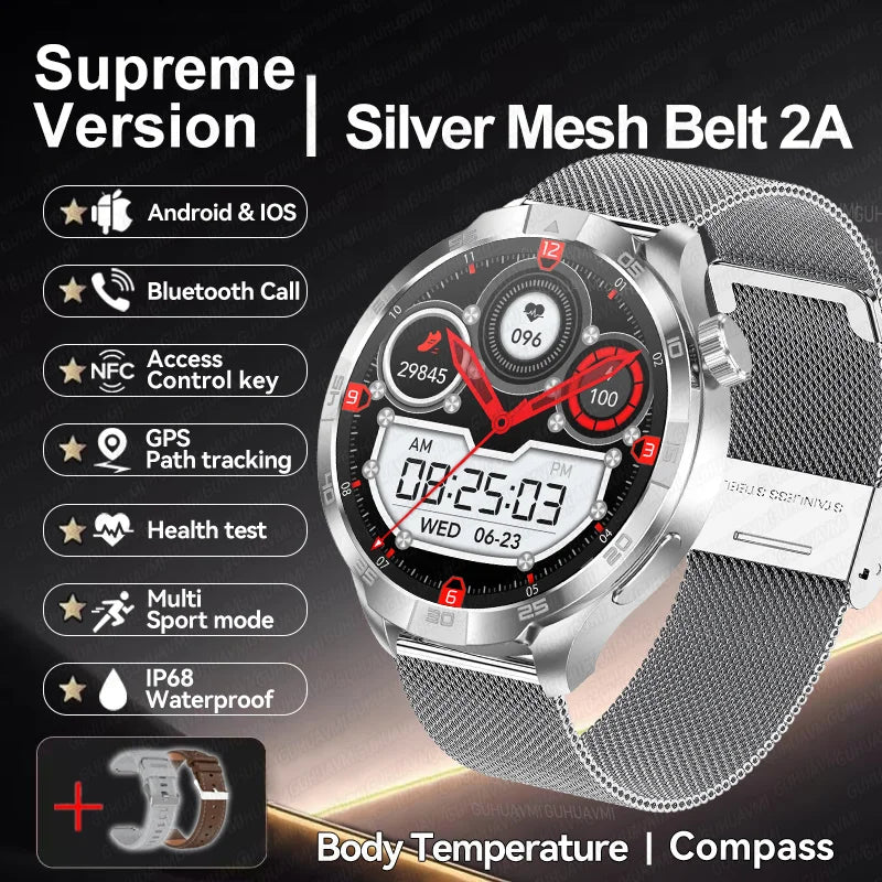 New NFC Bluetooth Call Smart Watch Men GPS Sports Fitness Watches 1.85" Heart Monitor IP68 Waterproof Smartwatch For Android IOS