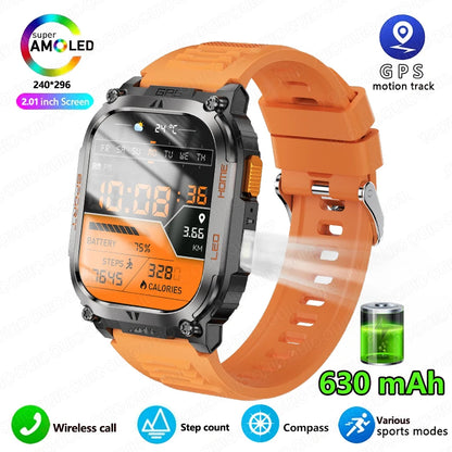 2025 New GPS Track Smart Watch Men IP68 Waterproof 2.01-inch HD Screen Compass 630mah Battery Bluetooth Call Outdoor Smart watch