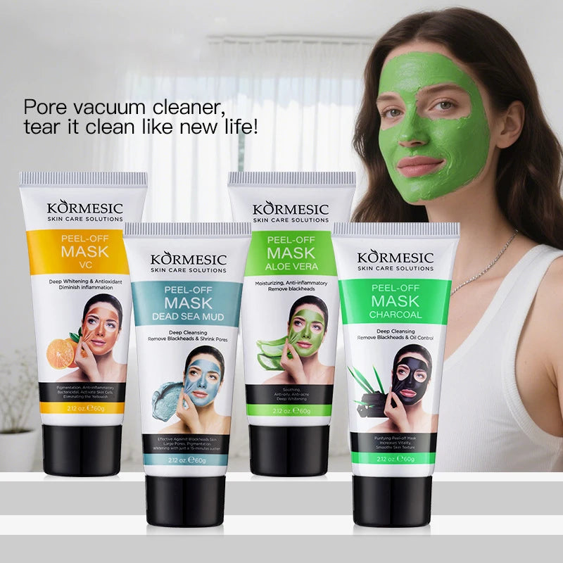 Bamboo Charcoal Black Cleansing Mud Mask to Clean Pores, Peel-Off Mask to Moisturize the Face, Deep Clean the Face, Fine Pores,