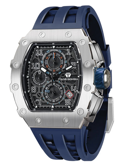 TSAR BOMBA Watch for Men Luxury Brand Tonneau Design Waterproof Clock Stainless Steel Wristwatch Fashion Rectangle Mens Watch