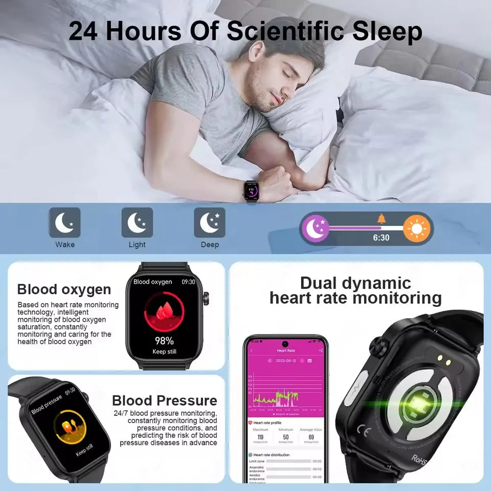 2025 New ECG+PPG+HRV Smart Watch Men Blood Lipid Uric Acid Health Monitor Bluetooth Call Sleep Physical Health Smartwatch Women