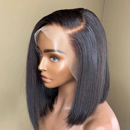 Human Hair Wigs Glueless 100 Bone Straight 13x6 Short Bob Half Lace Front Wig HD Frontal Braided Black Brazilian Wear and Go