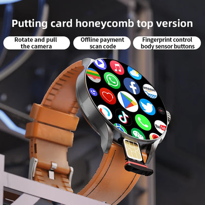 HOT GT200 Smart Watch 4G Android 10.0 System GPS WIFI SIM Card 1.95'' AMOLED Screen Rotating camera Touch encoder Smartwatch Men