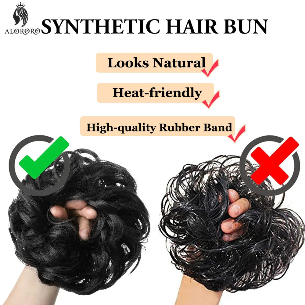 Synthetic Hair Bun Messy Scrunchies Hairpiece Elastic Chignon With Elastic For Women Donut Bun Ponytails Blonde Black Brown