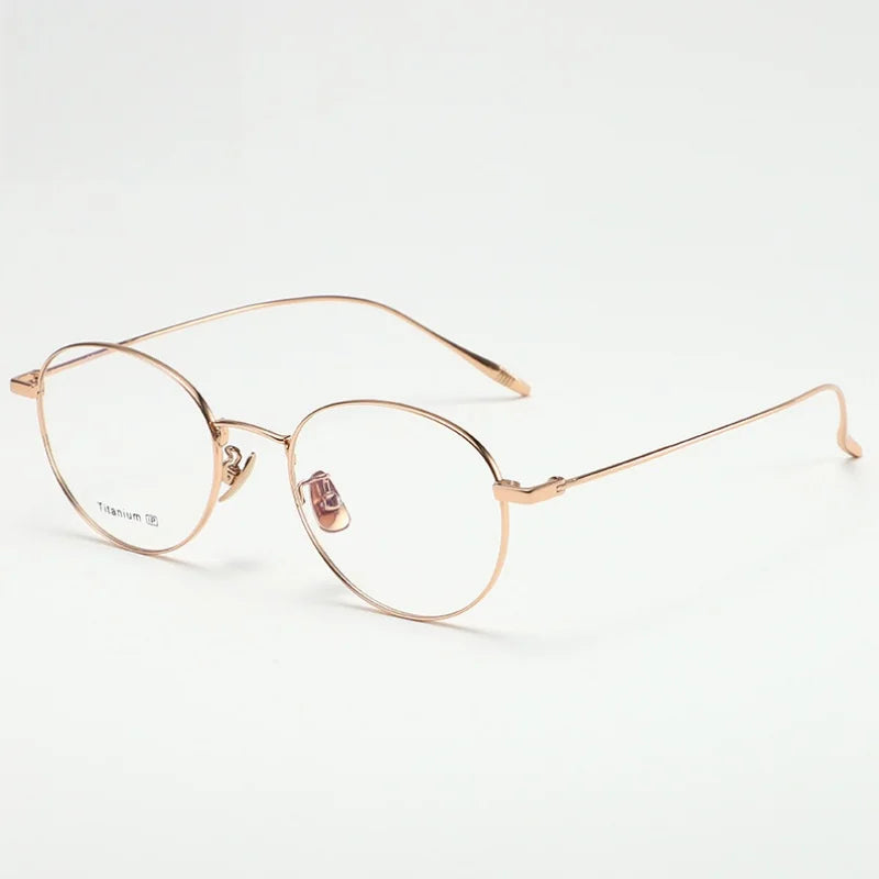 MOMOJA Round Retro Glasses Fashion Ultra Light Pure Titanium Spectacle  Frame New Men's and Women's Prescription Glasses TI0032