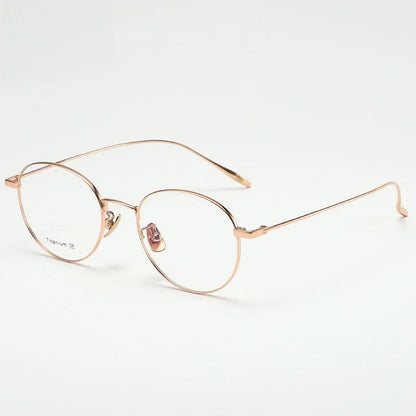 MOMOJA Round Retro Glasses Fashion Ultra Light Pure Titanium Spectacle  Frame New Men's and Women's Prescription Glasses TI0032