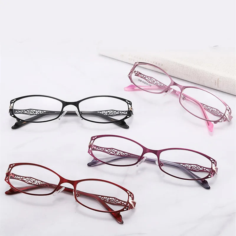 Women Prescription Optical Eyeglasses Frames with Golden Hollow Out Eyeglasses Frame With Flower Female Spectacle Eyewears 3038