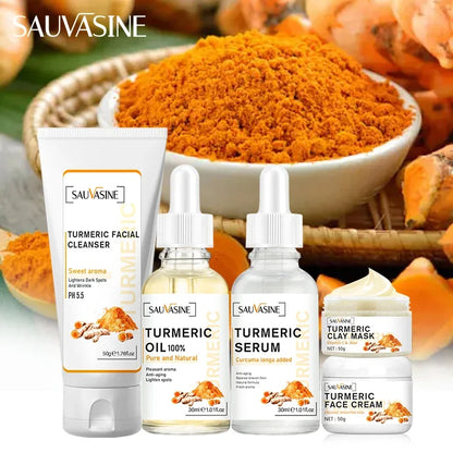 Turmeric lemon Skin Care products Acne Dark Spot Remover Whitening Brighten Facial Serum Face Cream Cleanser Serum Oil Cosmetics